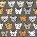 Cute seamless pattern with pretty cats.